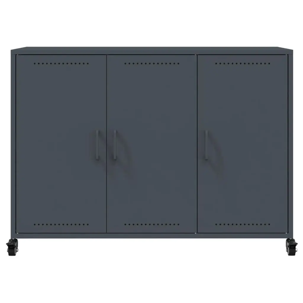 Sideboard Anthracite 100.5 x 39 x 72 cm Storage Cabinet with Wheels