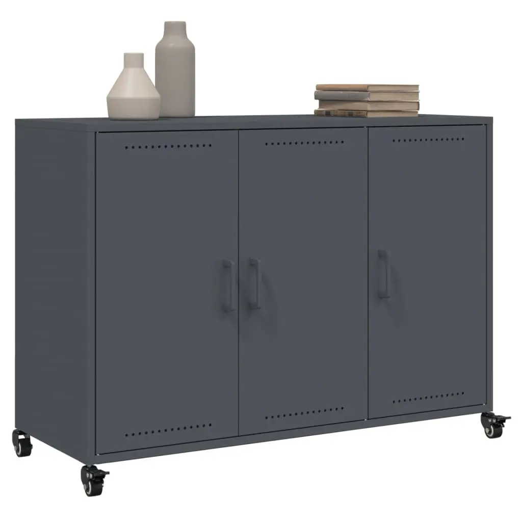 Sideboard Anthracite 100.5 x 39 x 72 cm Storage Cabinet with Wheels