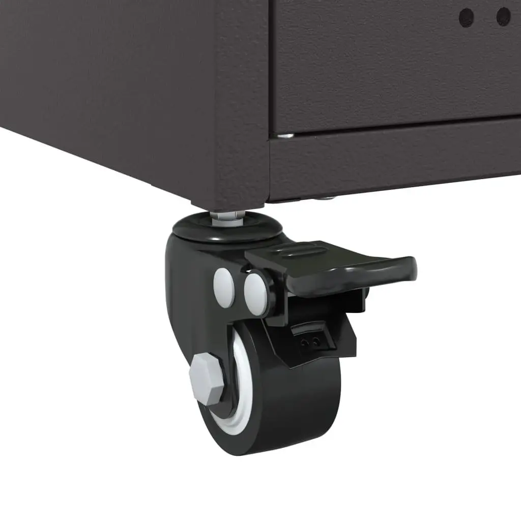 Sideboard Black Storage Cabinet with Wheels Durable Steel Construction for Living Room Hallway