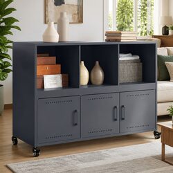 Anthracite Sideboard with Storage and Wheels
