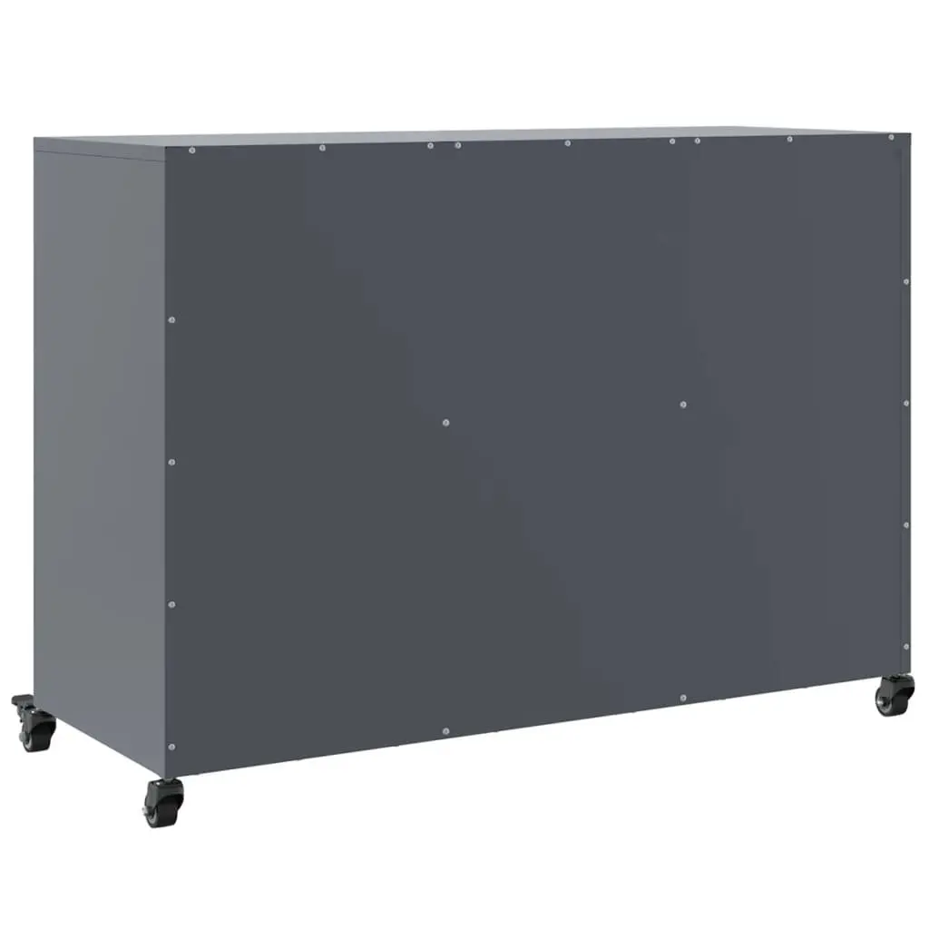 Sideboard Anthracite Steel 100.5x39x72cm Storage Cabinet with Wheels