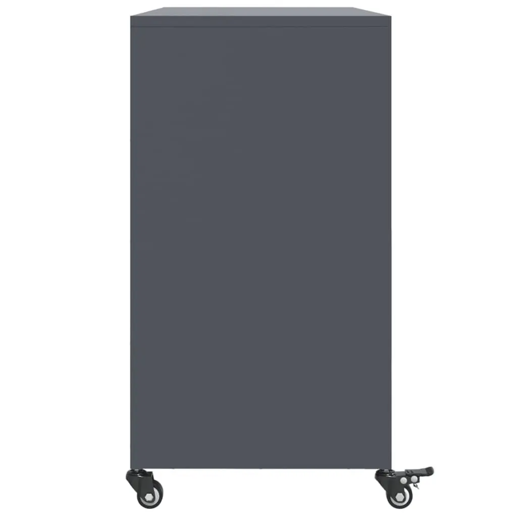 Sideboard Anthracite Steel 100.5x39x72cm Storage Cabinet with Wheels