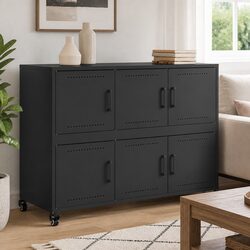 Black Sideboard with Wheels for Easy Storage