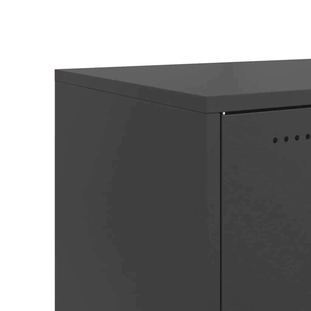 Black Steel Sideboard Storage Cabinet with Wheels 100.5x39x72cm for Organised Interior Furniture