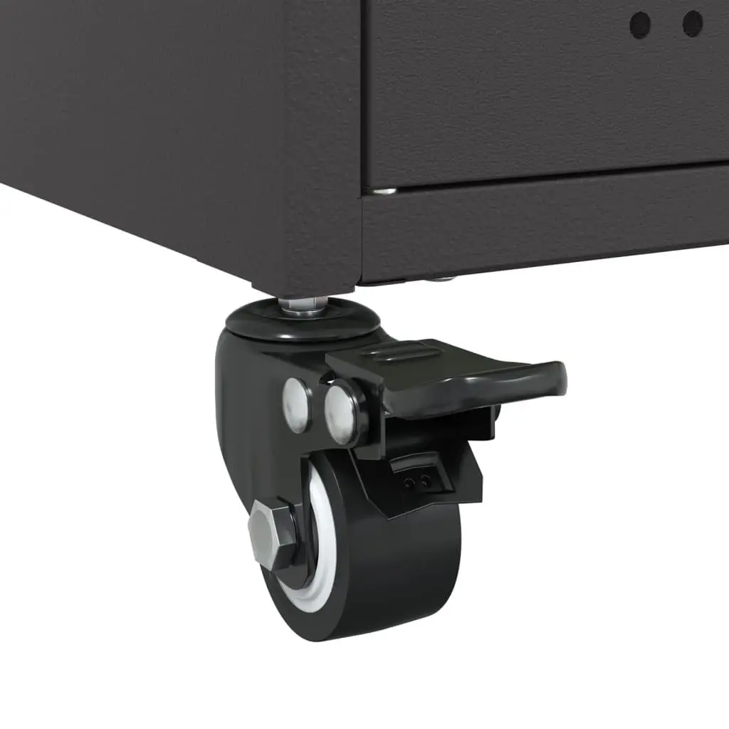 Black Steel Sideboard Storage Cabinet with Wheels 100.5x39x72cm for Organised Interior Furniture