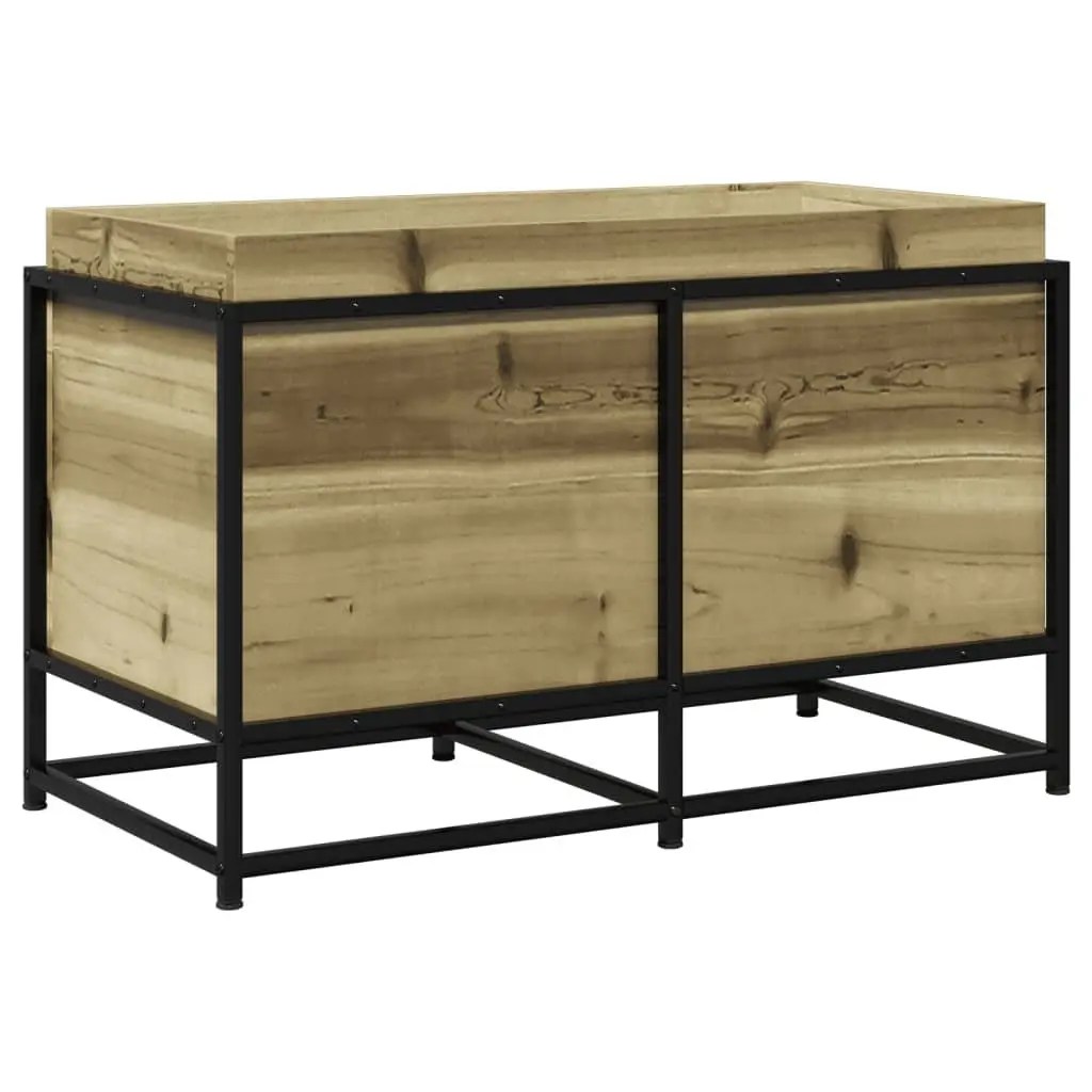 Garden Planter Box Brown 80x40x50cm Impregnated Pine Wood Outdoor Patio Flowers