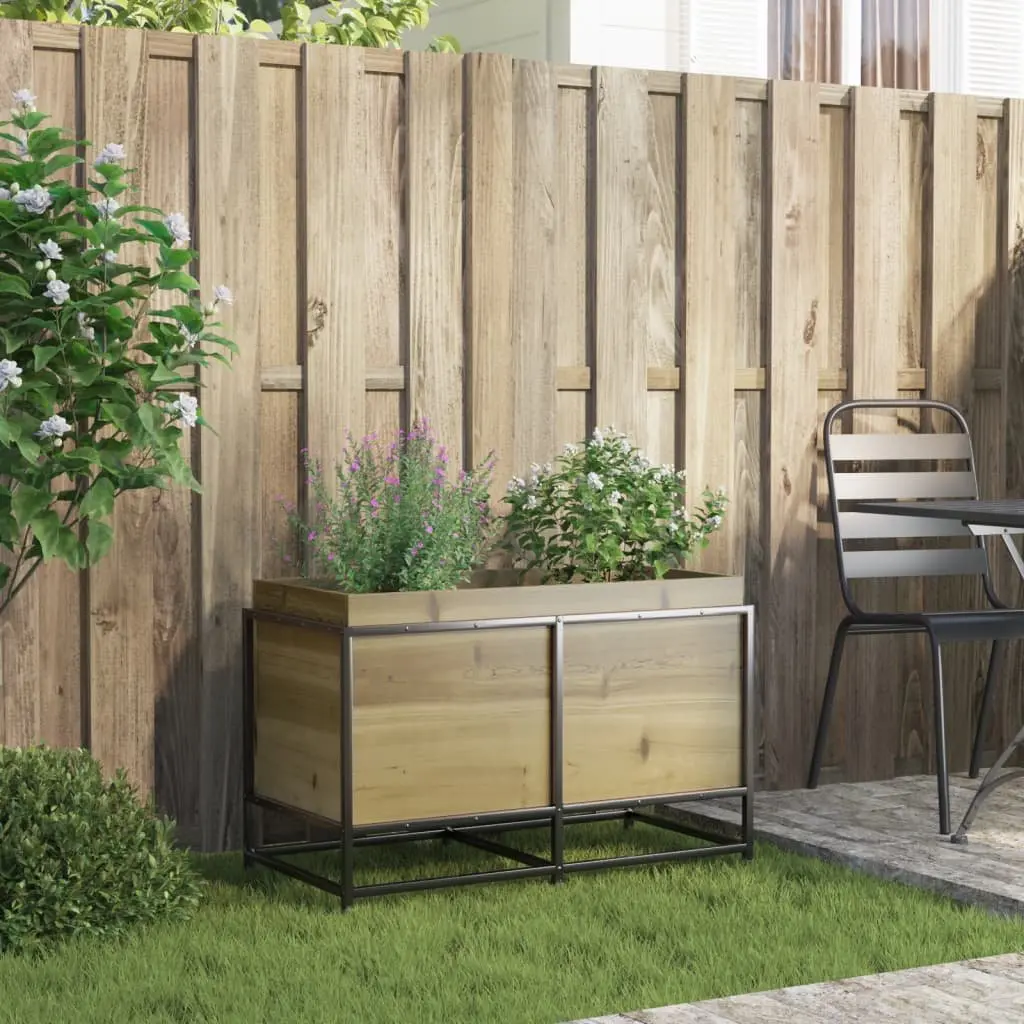 Garden Planter Box Brown 80x40x50cm Impregnated Pine Wood Outdoor Patio Flowers