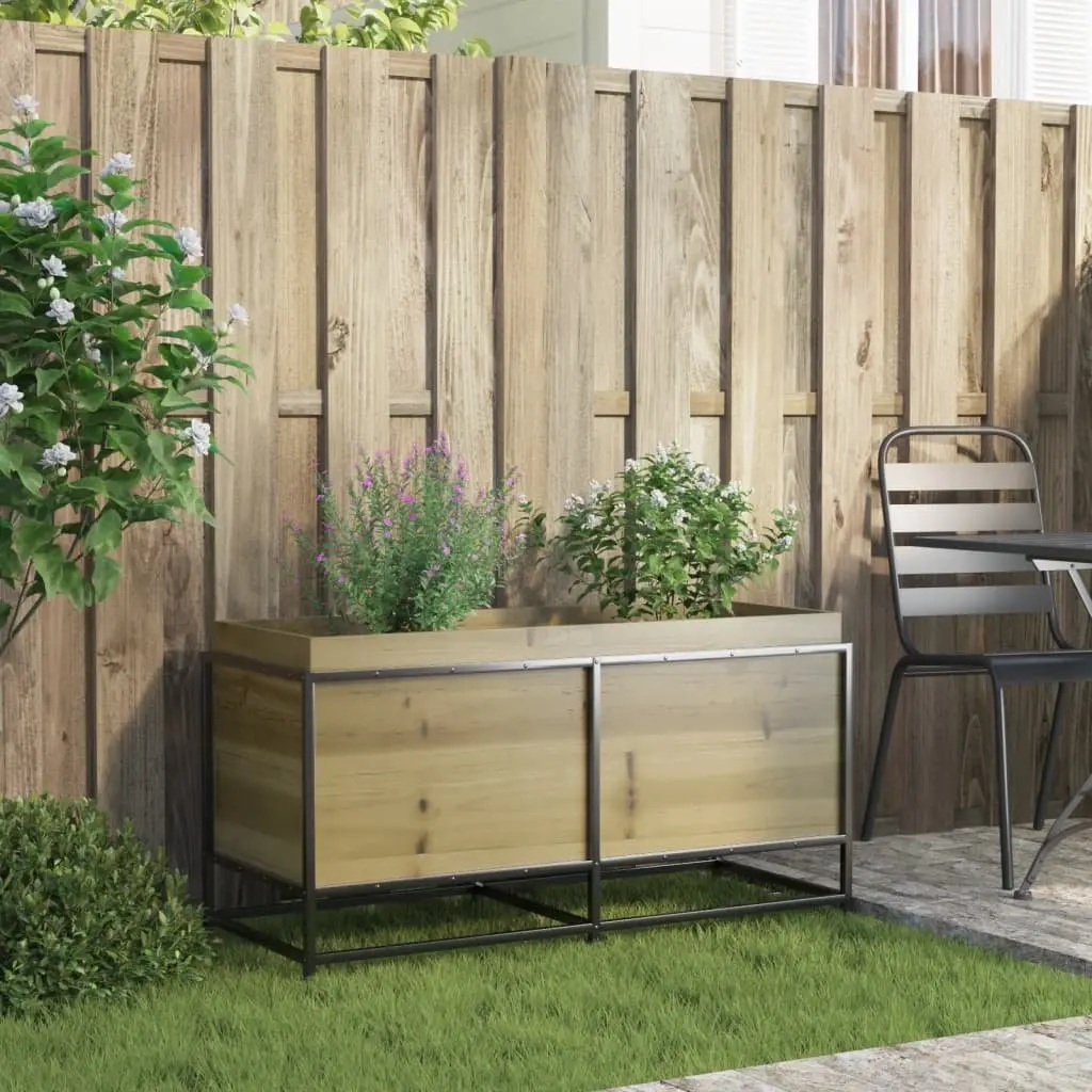 Garden Planter Box Brown 100x40x50cm Impregnated Wood Outdoor Patio Deck Raised