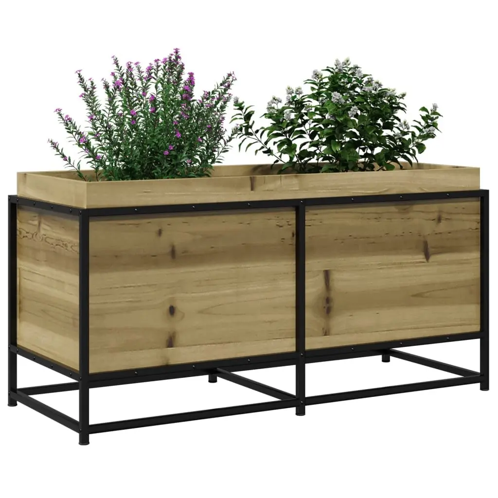 Garden Planter Box Brown 100x40x50cm Impregnated Wood Outdoor Patio Deck Raised