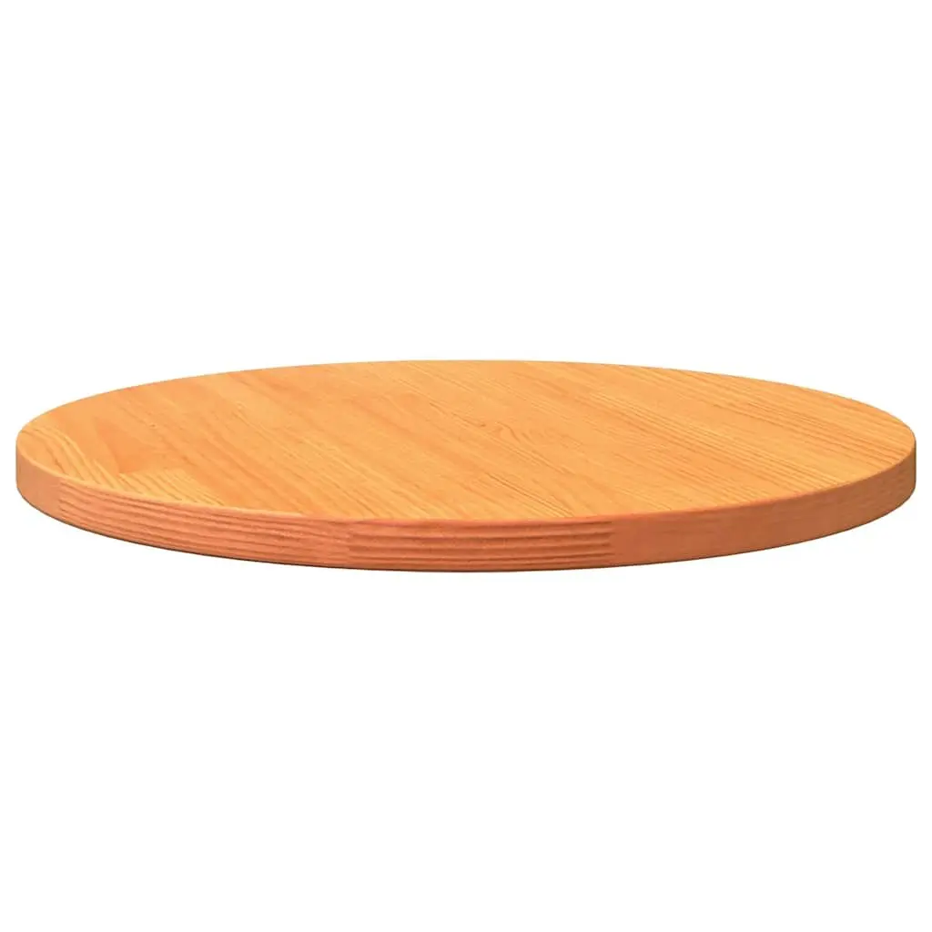 Round Wooden Table Top Brown 70 cm Solid Pine Wood Wax Indoor Coffee Tabletop