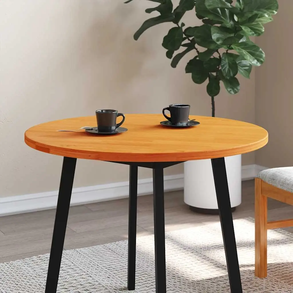 Round Wooden Table Top Brown Ø80cm Solid Pine Wood Coffee Dining Desk Surface