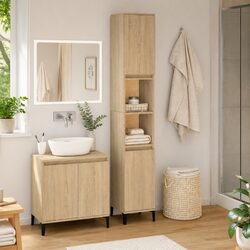 Compact 30x30x190 cm Bathroom Cabinet with 2 Doors