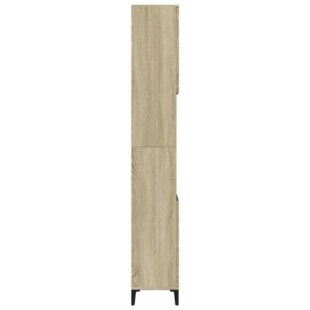 Bathroom Cabinet Brown Sonoma Oak 30x30x190cm Tall Storage Unit with Shelves Doors