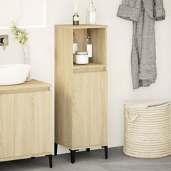 Compact Brown Vanity Cabinet: Storage and Style