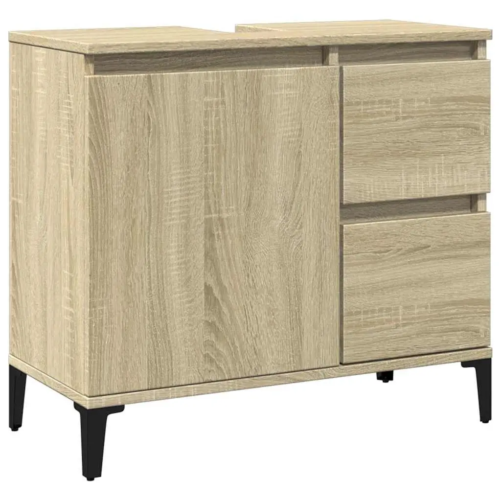 Bathroom Vanity Cabinet Storage Unit Brown Engineered Wood 65x33x60cm