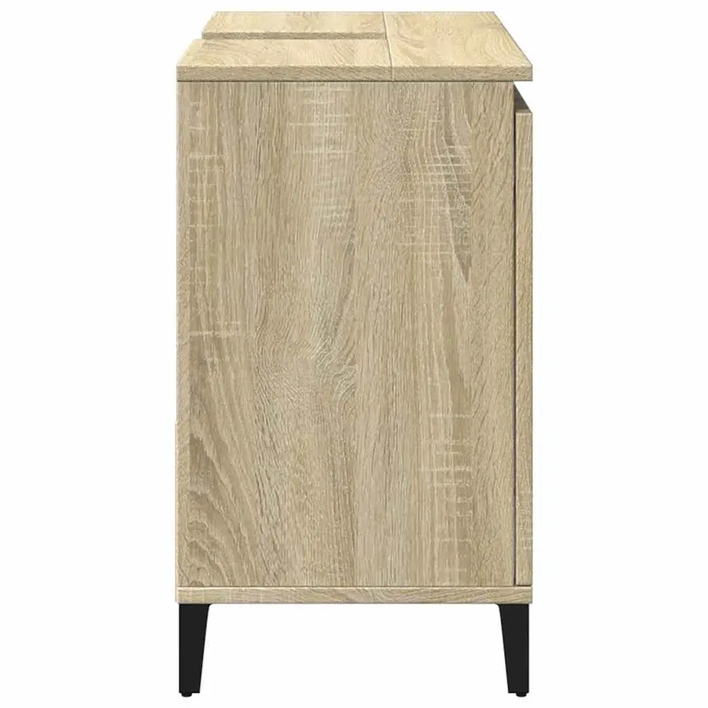 Bathroom Vanity Cabinet Storage Unit Brown Engineered Wood 65x33x60cm