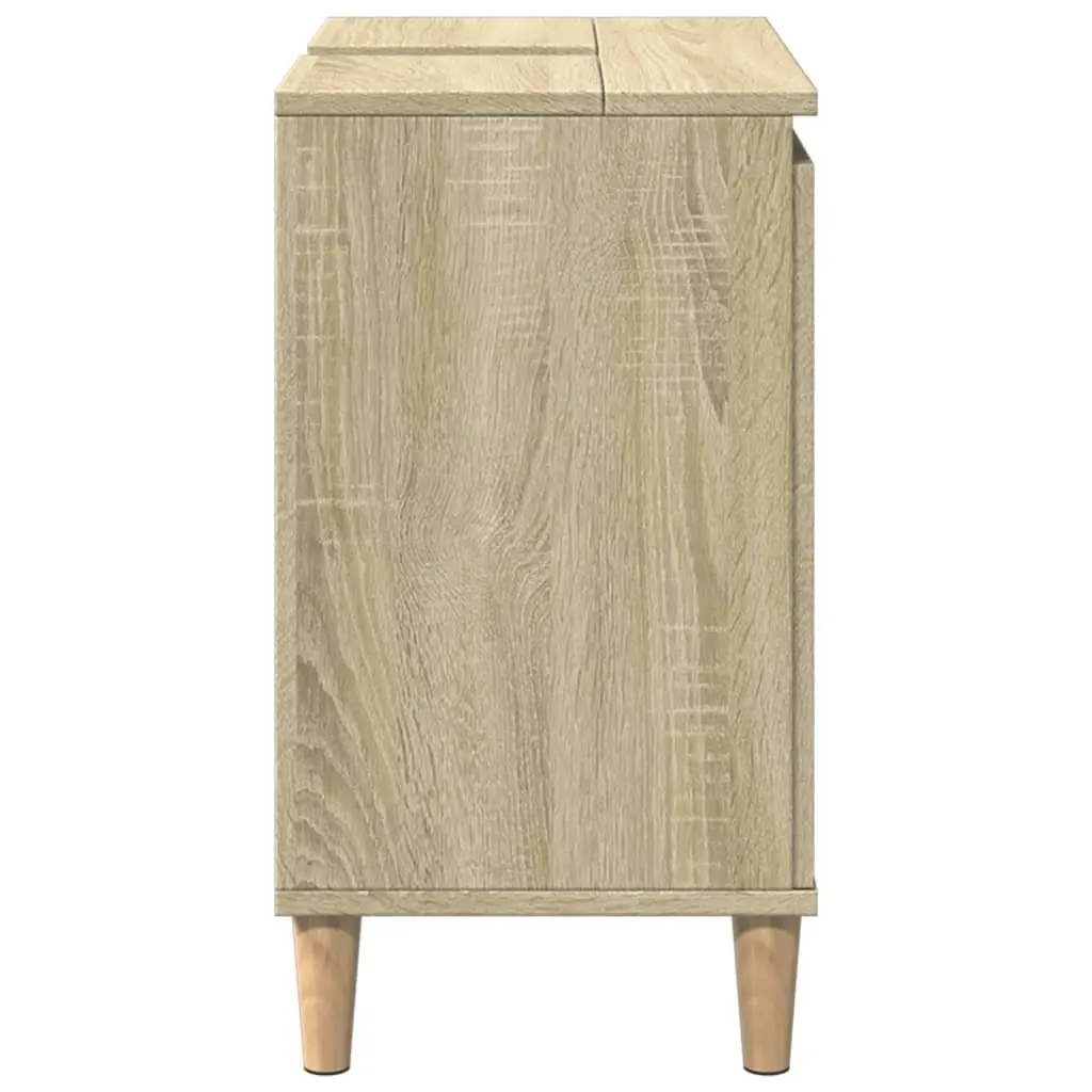 Bathroom Vanity Sink Cabinet Brown 58x33x60 cm Under-Sink Storage Unit with Hinged Doors and Wooden Feet