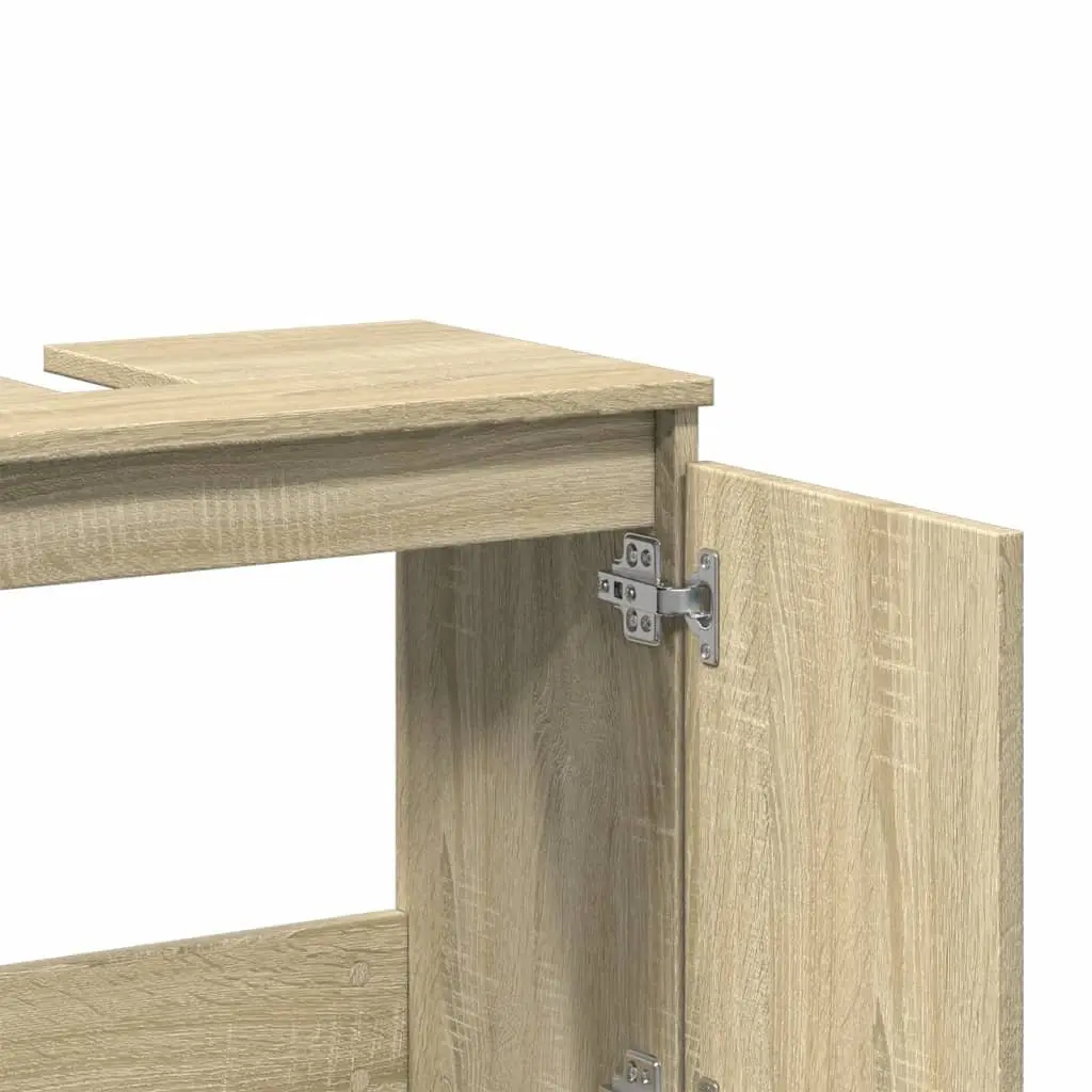Bathroom Vanity Sink Cabinet Brown 58x33x60 cm Under-Sink Storage Unit with Hinged Doors and Wooden Feet