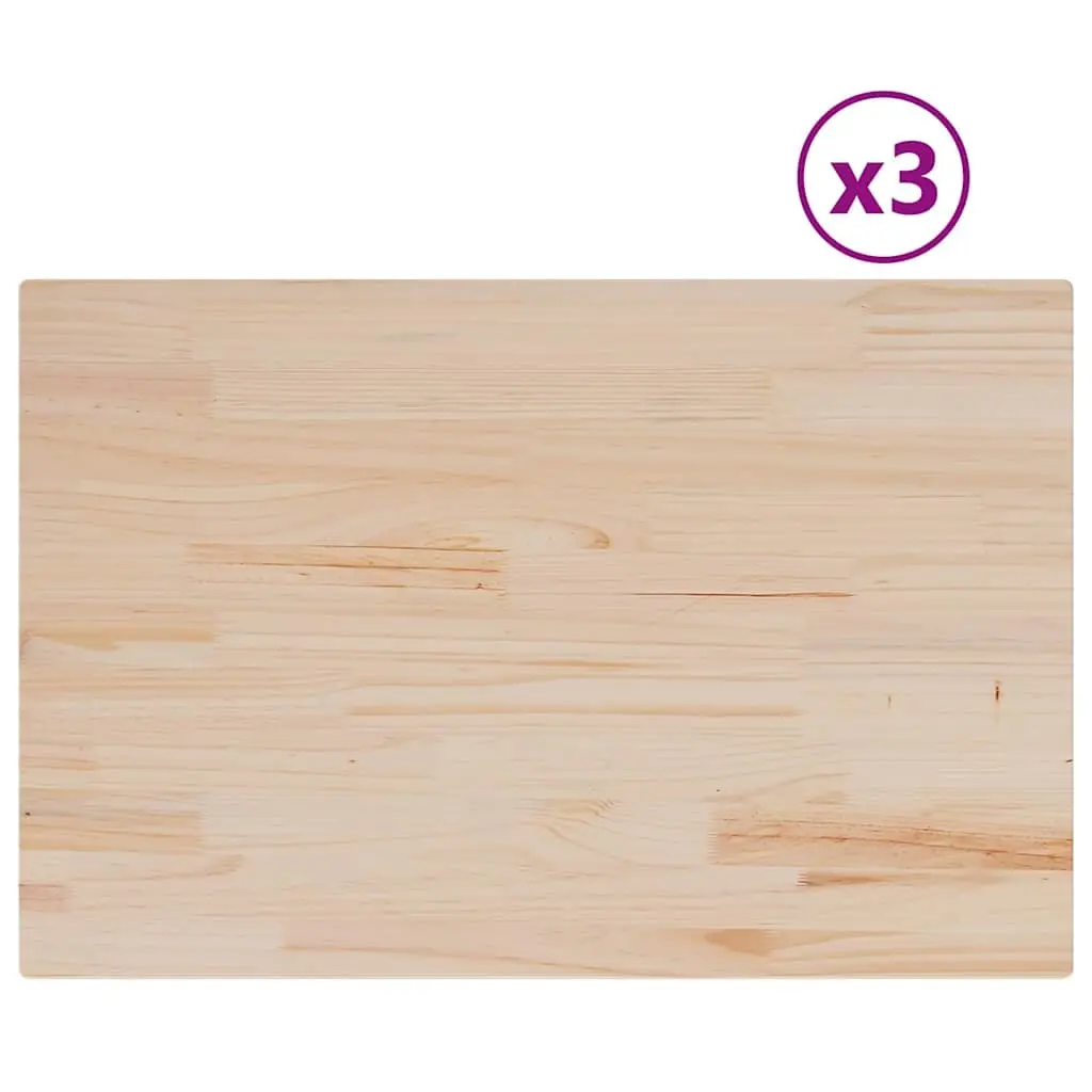 Rectangular Table Tops Brown 80x53cm Solid Pine Wood Replacement Set of 3