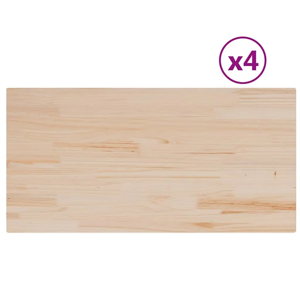 Wooden Table Tops Brown 100x50cm Solid Pine Wood Rustic Set of 4