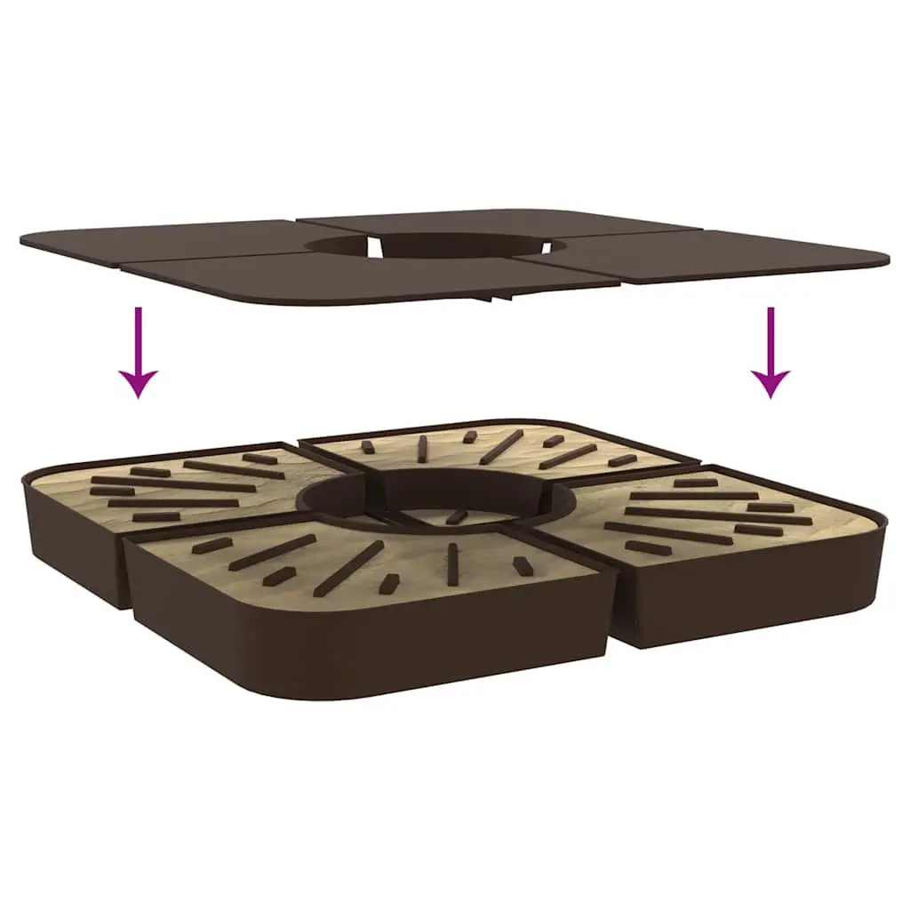 Parasol Base Set 4 Piece Cross Stand Umbrella Foundation 100kg Brown Outdoor