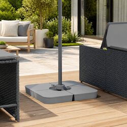 4-Piece Parasol Base Set for Cross Stand Umbrella Grey 100kg PP Sand-Fillable