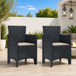 Outdoor Garden Chair 2 pcs Anthracite Modern Seating Patio Furniture 53x49x85cm