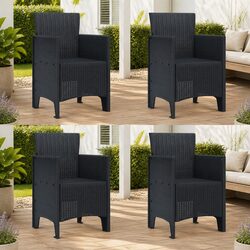 4 Modern Anthracite Garden Chairs — Low Maintenance