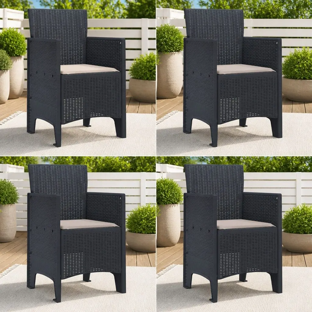 Garden Chair Anthracite 53 x 49 x 85 cm Polypropylene Modern 4 Piece Set