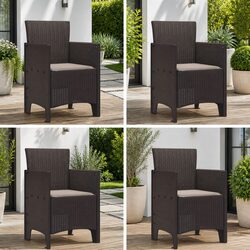 Brown Outdoor Garden Chair Set of 4