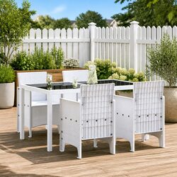 Compact and Modern 4-Piece Garden Chair Set in White