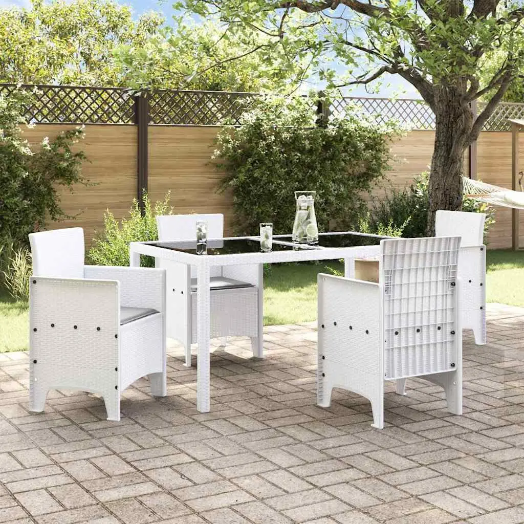 Outdoor Garden Chair White 4 Piece Modern Patio Seating Stackable Furniture
