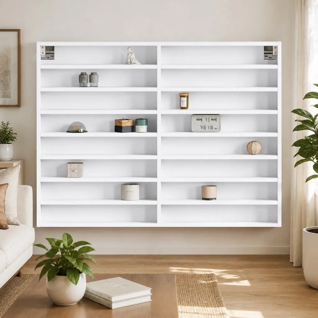 Vitrine Cabinet White Wall Mounted Floating Shelf Storage Display Ledge