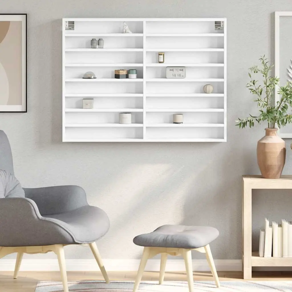 Vitrine Cabinet White Wall Mounted Floating Shelf Storage Display Ledge