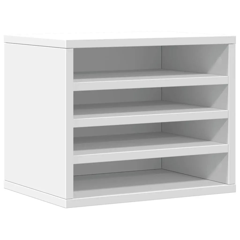 Desk Organiser White Engineered Wood Compact Storage with Compartments