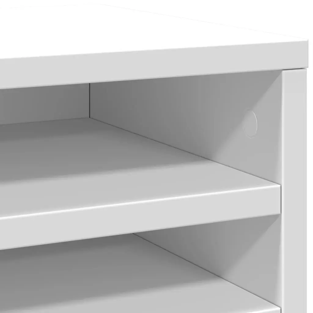 Desk Organiser White Engineered Wood Compact Storage with Compartments