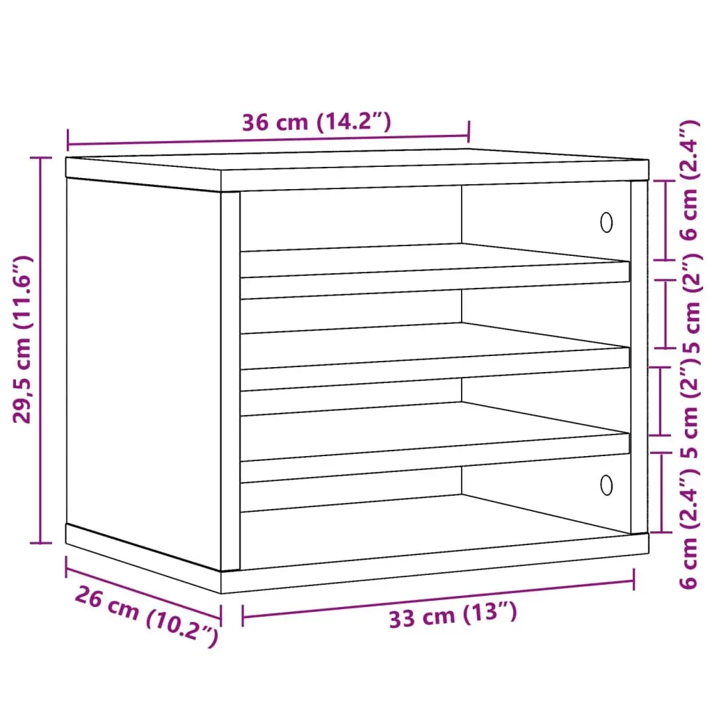 Desk Organiser White Engineered Wood Compact Storage with Compartments