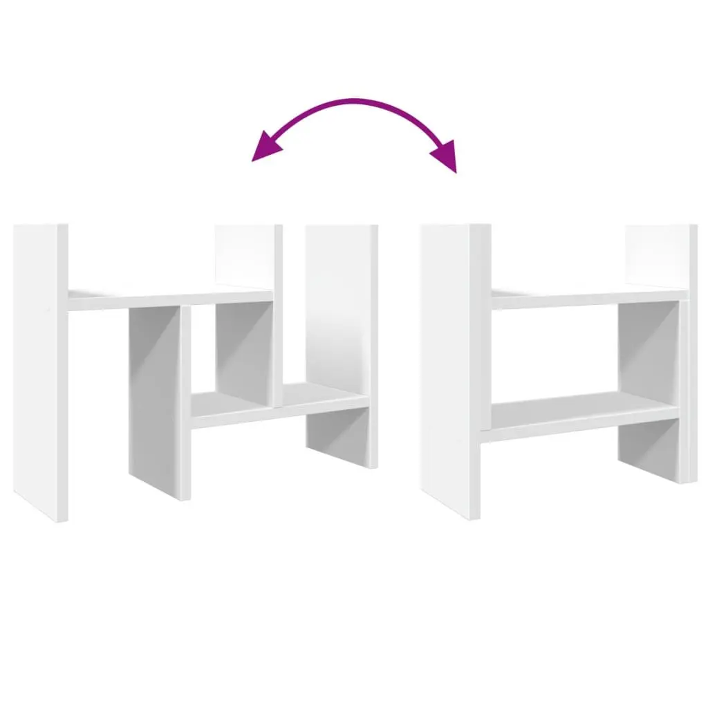 Desk Organiser White 34.5x15.5x35.5 cm Engineered Wood Adjustable Storage Shelf