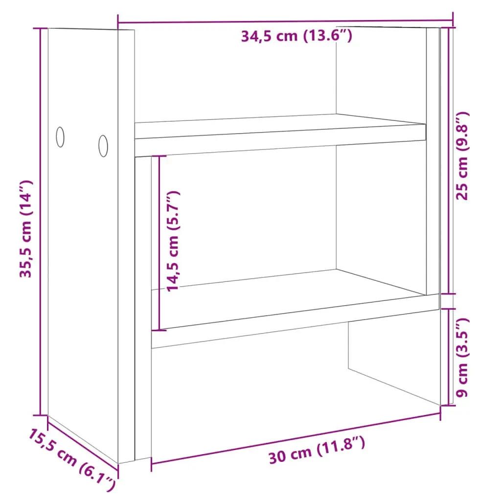 Desk Organiser White 34.5x15.5x35.5 cm Engineered Wood Adjustable Storage Shelf