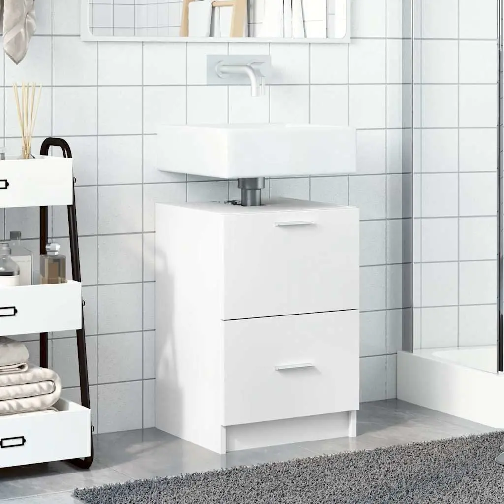 Bathroom Vanity Unit White 40x37x59cm Under Sink Storage Drawer