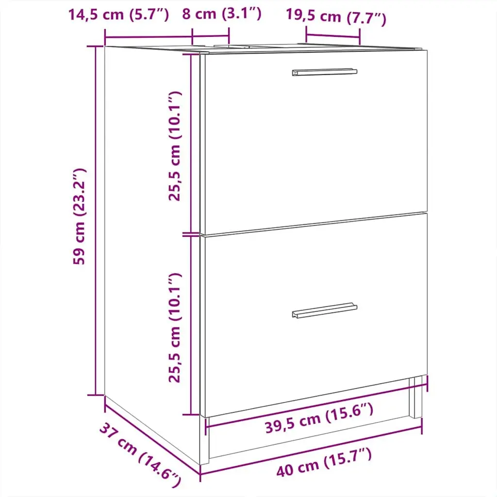 Bathroom Vanity Unit White 40x37x59cm Under Sink Storage Drawer