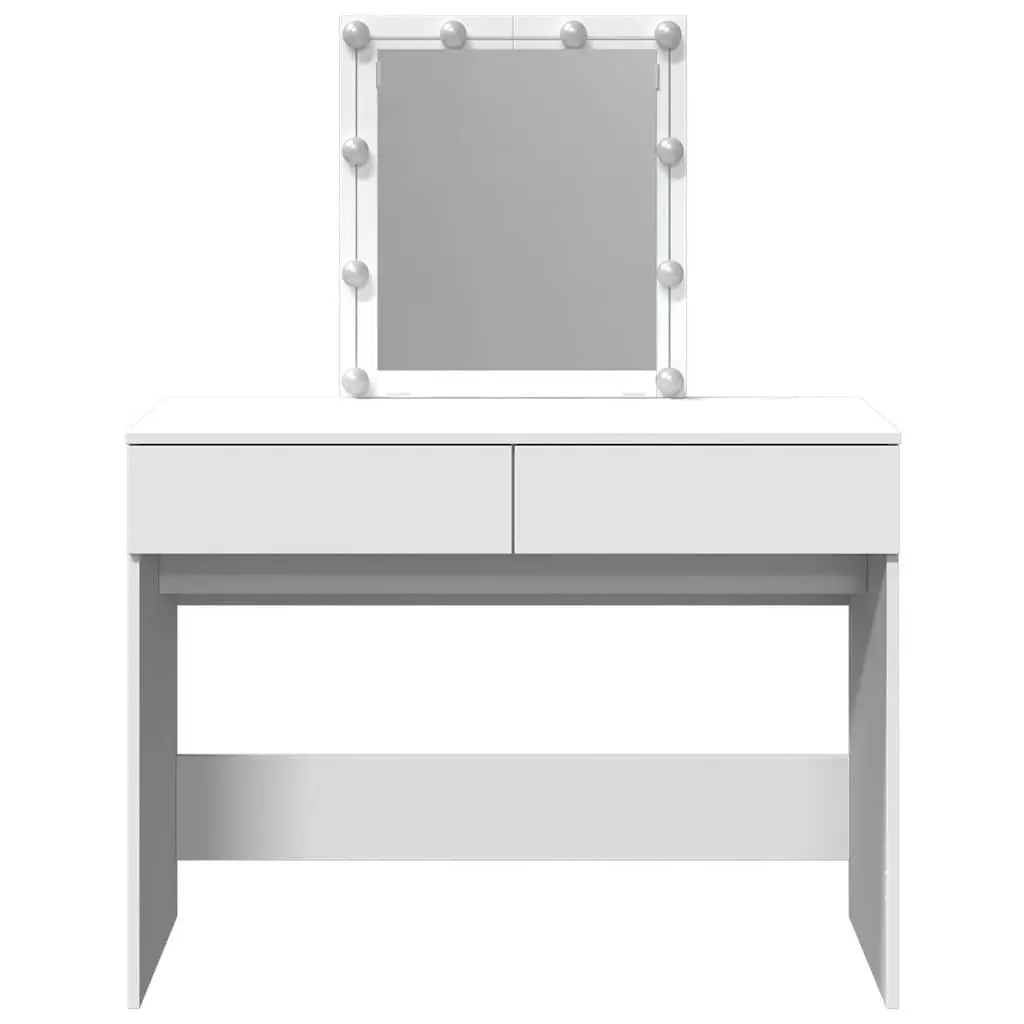 Dressing Table White 100W x 40D x 130H cm LED Mirror 2 Drawers