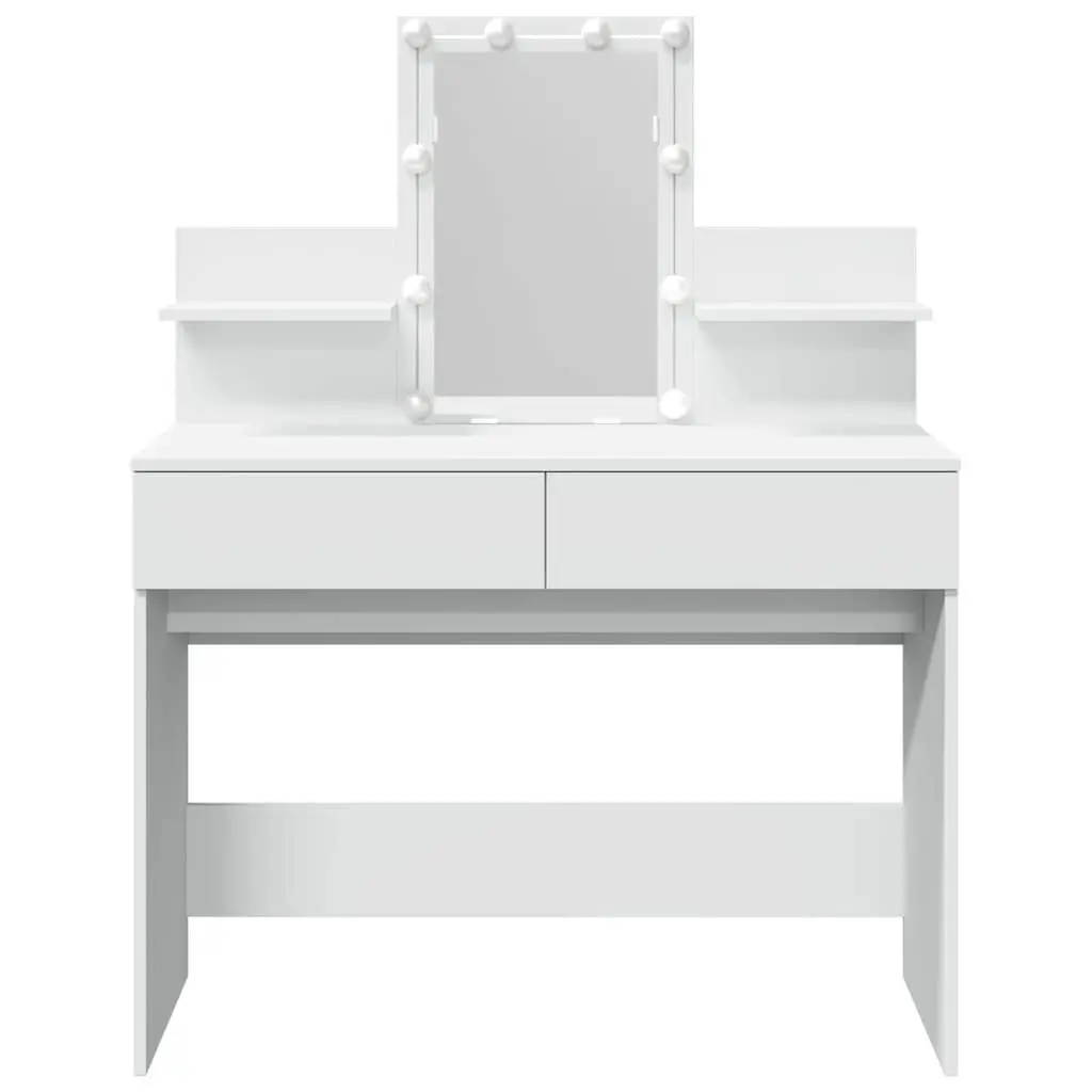 Dressing Table White 100L x 40W x 130H cm LED Mirror with Storage Drawers