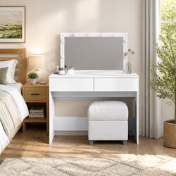 LED Mirror Dressing Table with 2 Drawers