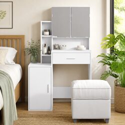 Bedroom Dressing Table with Mirror and Storage Drawer Vanity Unit White