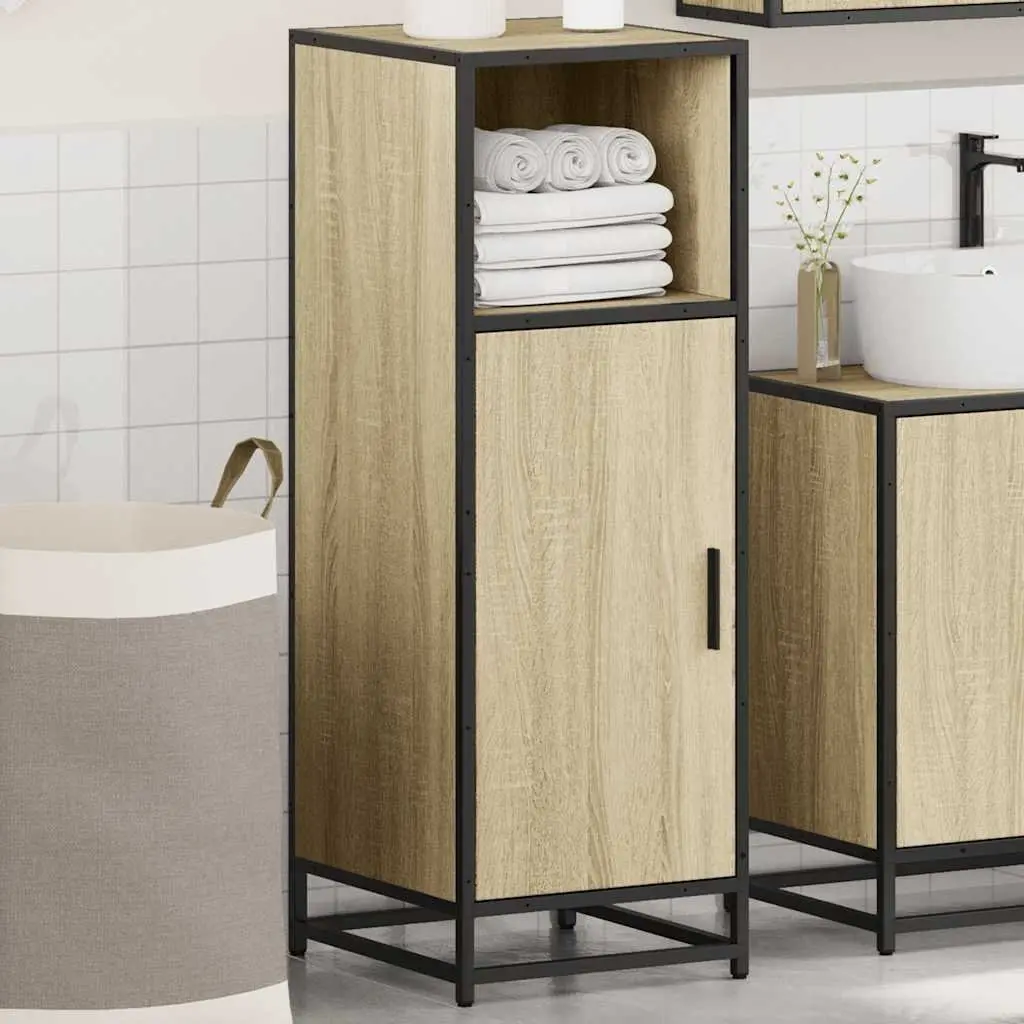 Bathroom Cabinet Brown Sonoma Oak 35x37.5x100cm Engineered Wood Storage Furniture