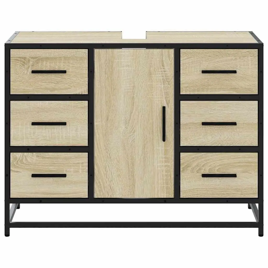 Bathroom Sink Cabinet Brown 80x33x60cm Engineered Wood Vanity Storage