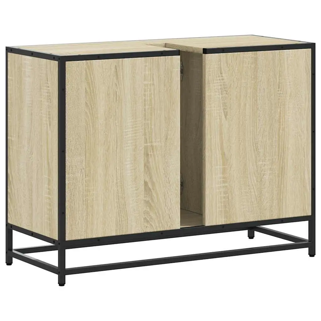 Bathroom Sink Cabinet Brown 80x33x60cm Engineered Wood Vanity Storage