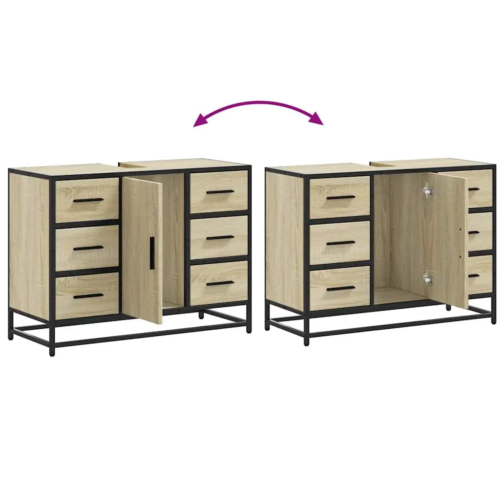 Bathroom Sink Cabinet Brown 80x33x60cm Engineered Wood Vanity Storage
