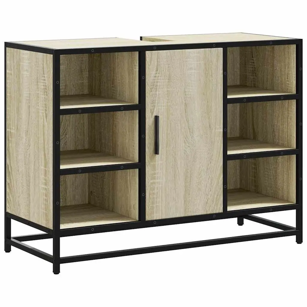 Bathroom Sink Cabinet Brown 80x33x60 cm Engineered Wood Vanity Storage